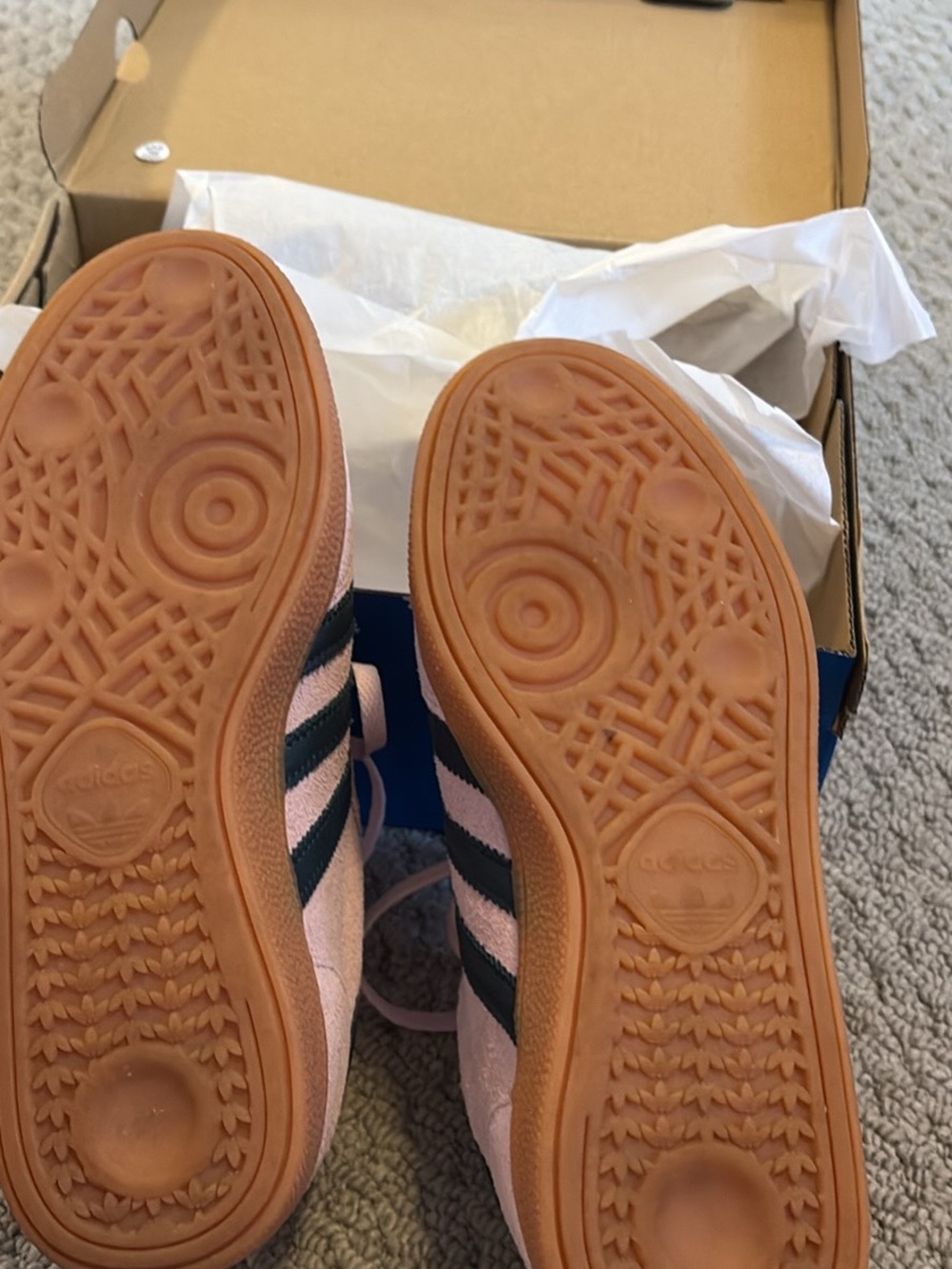 adidas Pink Suede Handball Sneakers with navy Stripes - Picture 3 of 6